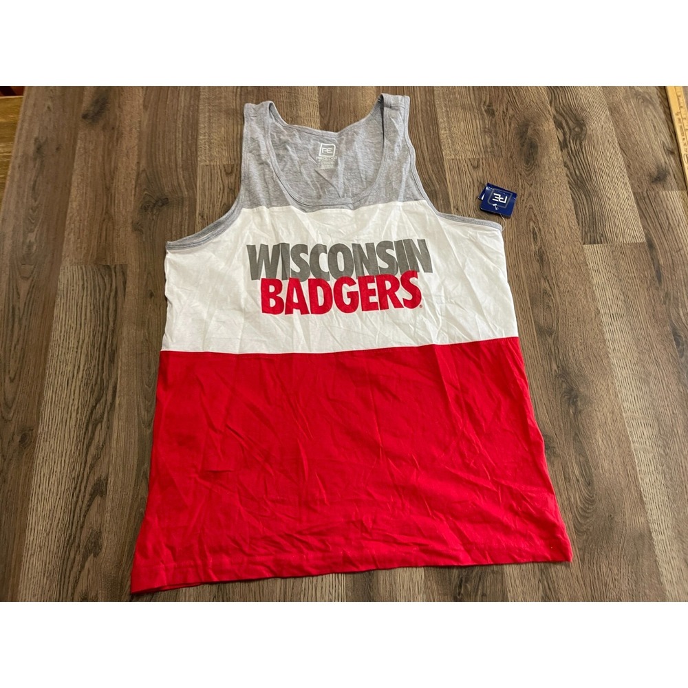Vintage Pro Edge Tank Top, Men's Size Large, Red White, Wisconsin Badgers, NWT